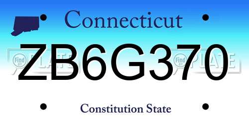 ZB6G370 Connecticut License Plate