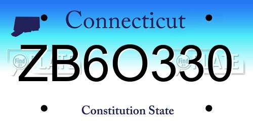 ZB6O330 Connecticut License Plate