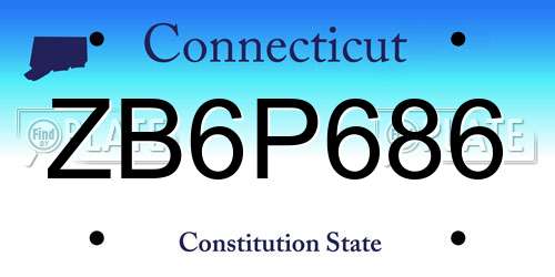 ZB6P686 Connecticut License Plate