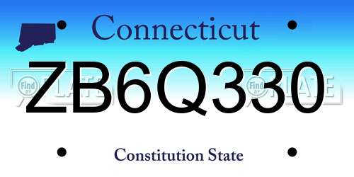 ZB6Q330 Connecticut License Plate
