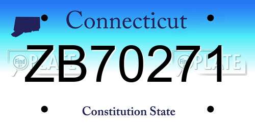 ZB70271 Connecticut License Plate