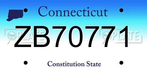 ZB70771 Connecticut License Plate