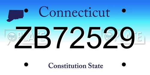 ZB72529 Connecticut License Plate