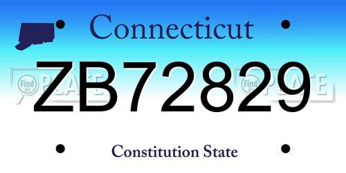 ZB72829 Connecticut License Plate