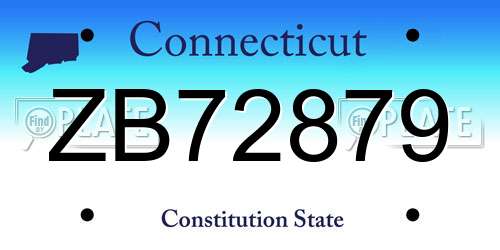 ZB72879 Connecticut License Plate