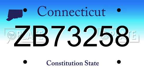 ZB73258 Connecticut License Plate