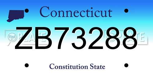 ZB73288 Connecticut License Plate