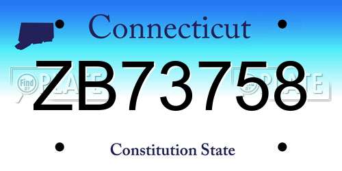 ZB73758 Connecticut License Plate