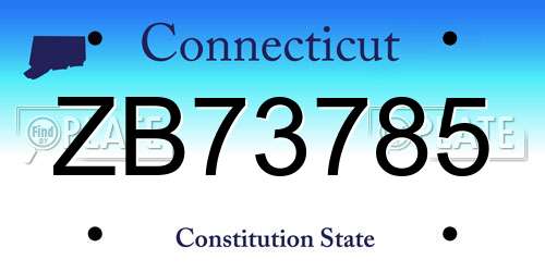 ZB73785 Connecticut License Plate