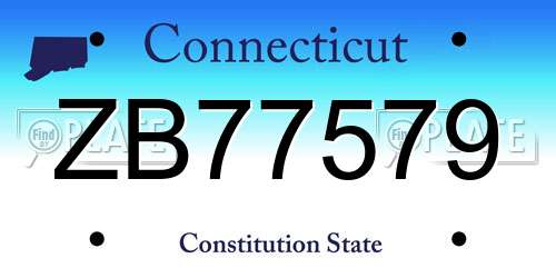 ZB77579 Connecticut License Plate