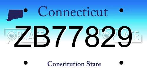 ZB77829 Connecticut License Plate