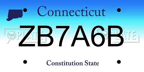 ZB7A6B Connecticut License Plate
