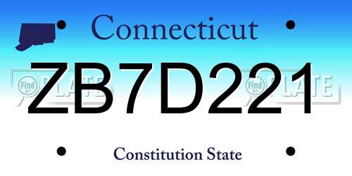 ZB7D221 Connecticut License Plate