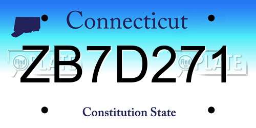 ZB7D271 Connecticut License Plate