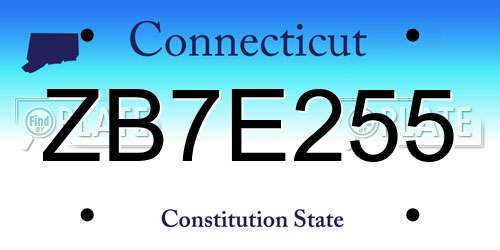 ZB7E255 Connecticut License Plate