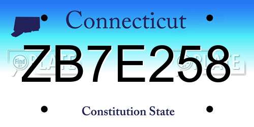 ZB7E258 Connecticut License Plate