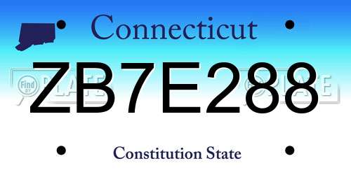 ZB7E288 Connecticut License Plate