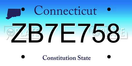 ZB7E758 Connecticut License Plate