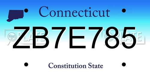 ZB7E785 Connecticut License Plate