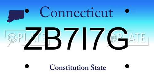 ZB7I7G Connecticut License Plate