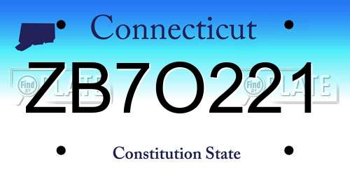 ZB7O221 Connecticut License Plate