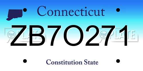 ZB7O271 Connecticut License Plate