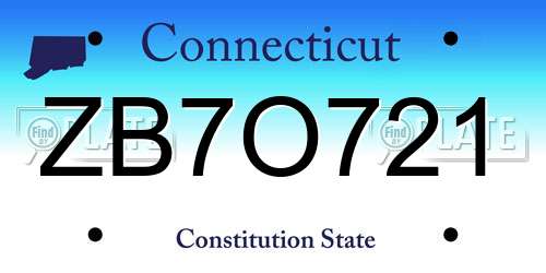 ZB7O721 Connecticut License Plate