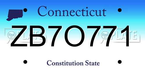 ZB7O771 Connecticut License Plate