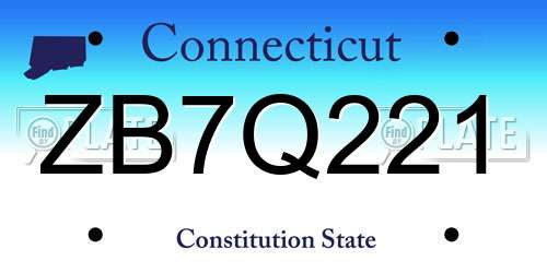 ZB7Q221 Connecticut License Plate