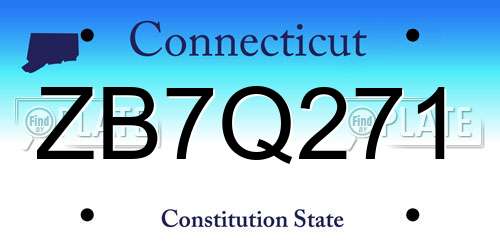 ZB7Q271 Connecticut License Plate