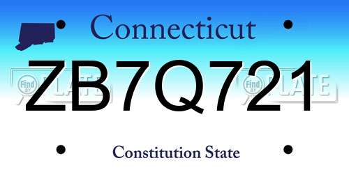 ZB7Q721 Connecticut License Plate