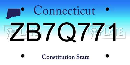 ZB7Q771 Connecticut License Plate