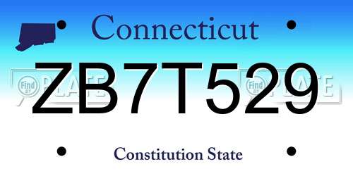 ZB7T529 Connecticut License Plate