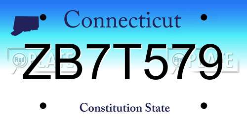 ZB7T579 Connecticut License Plate