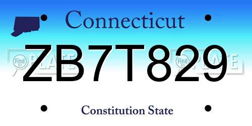 ZB7T829 Connecticut License Plate