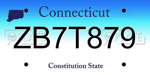 ZB7T879 Connecticut License Plate