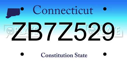 ZB7Z529 Connecticut License Plate