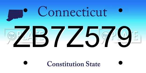 ZB7Z579 Connecticut License Plate