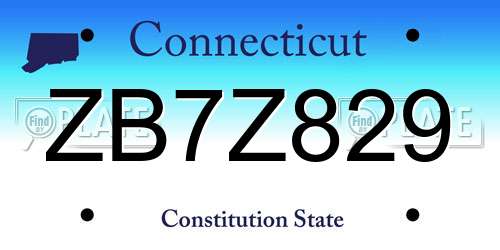 ZB7Z829 Connecticut License Plate