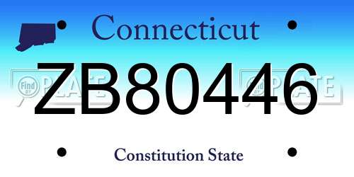 ZB80446 Connecticut License Plate