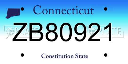 ZB80921 Connecticut License Plate
