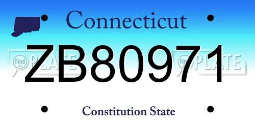ZB80971 Connecticut License Plate