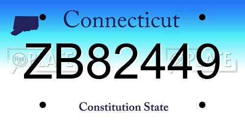ZB82449 Connecticut License Plate