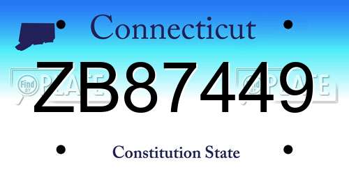 ZB87449 Connecticut License Plate