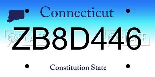 ZB8D446 Connecticut License Plate