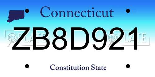 ZB8D921 Connecticut License Plate