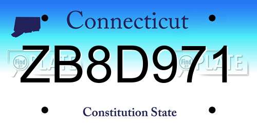 ZB8D971 Connecticut License Plate