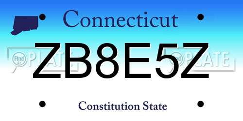 ZB8E5Z Connecticut License Plate