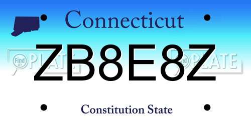 ZB8E8Z Connecticut License Plate