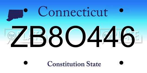 ZB8O446 Connecticut License Plate